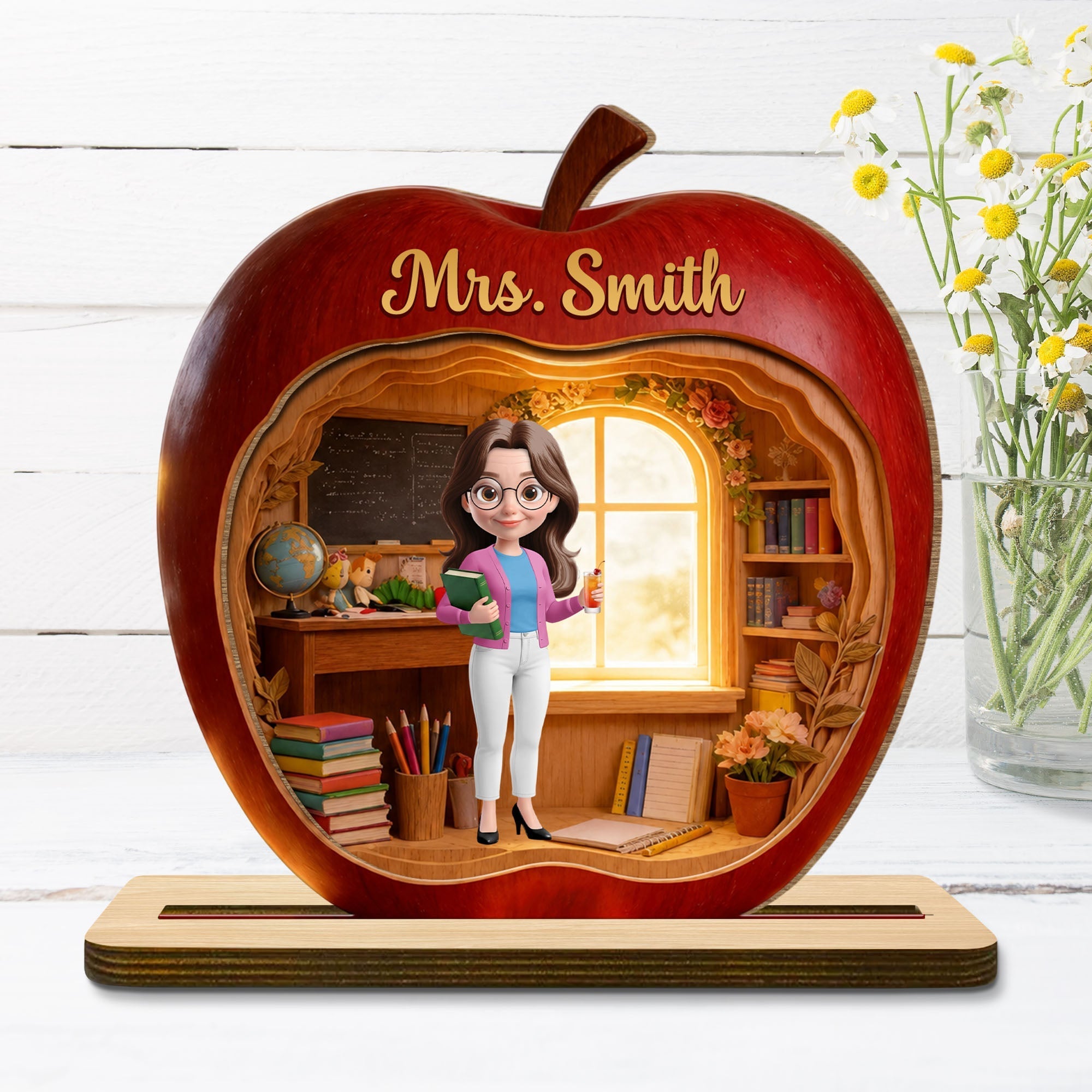 Personalized Teacher Wood Plaque Custom Name Gift Idea