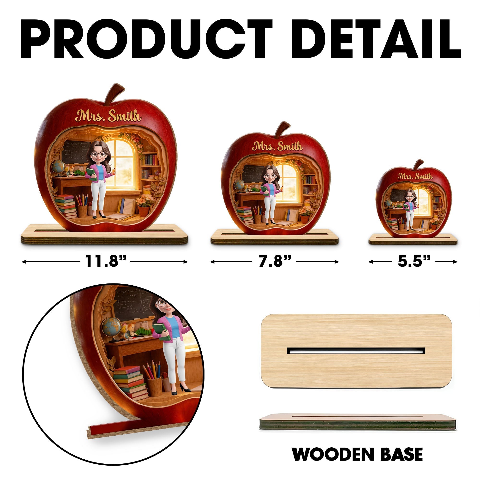 Personalized Teacher Wood Plaque Custom Name Gift Idea
