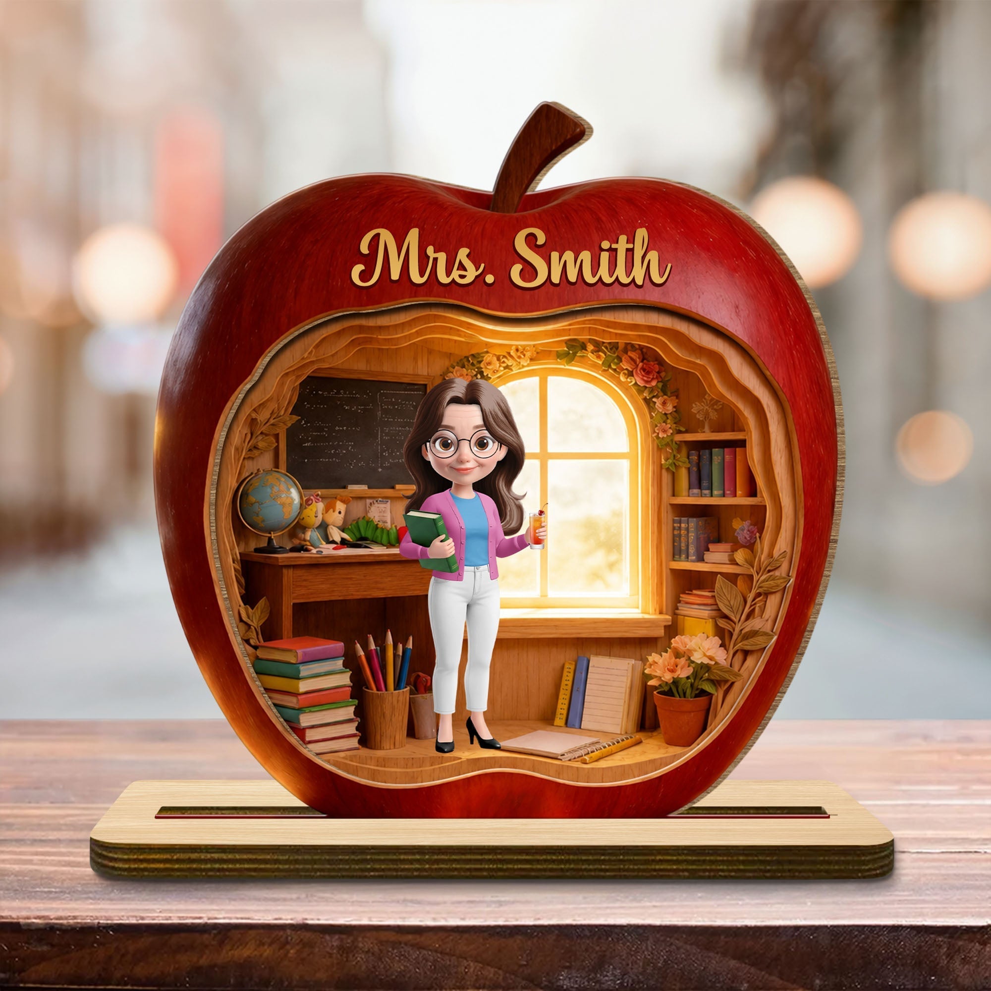 Personalized Teacher Wood Plaque Custom Name Gift Idea