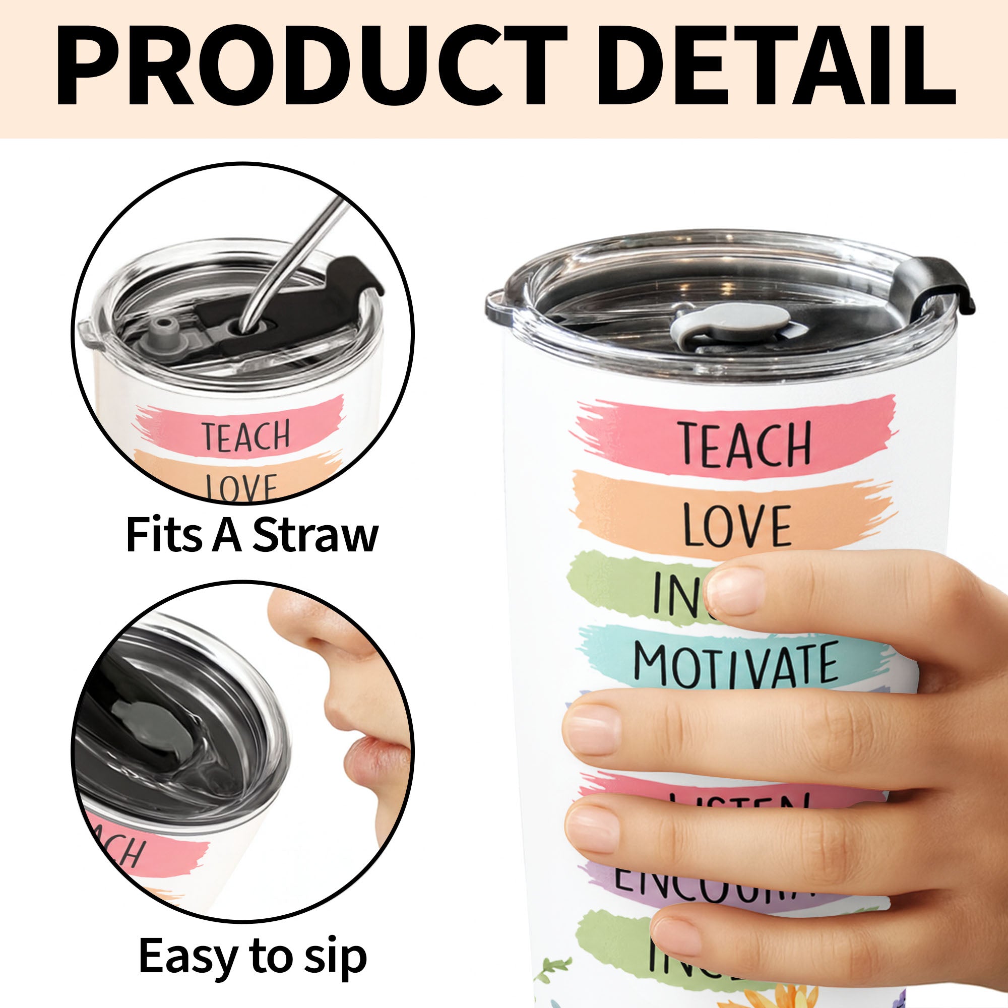 Personalized Teacher Gift 20oz Custom Stainless Steel Tumbler