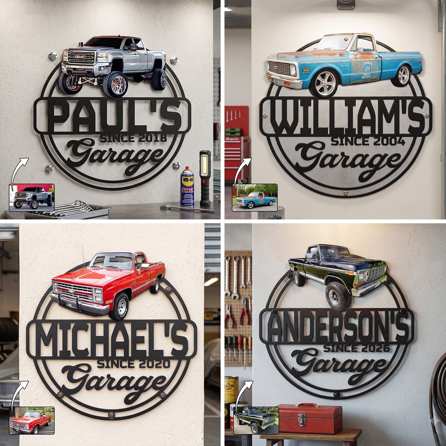 Personalized Classic Car Metal Sign Custom Photo Gift for Garage Decor