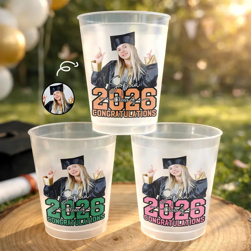 Personalized Graduation Frosted Cups with Photo Custom Congrats Gift for Graduates