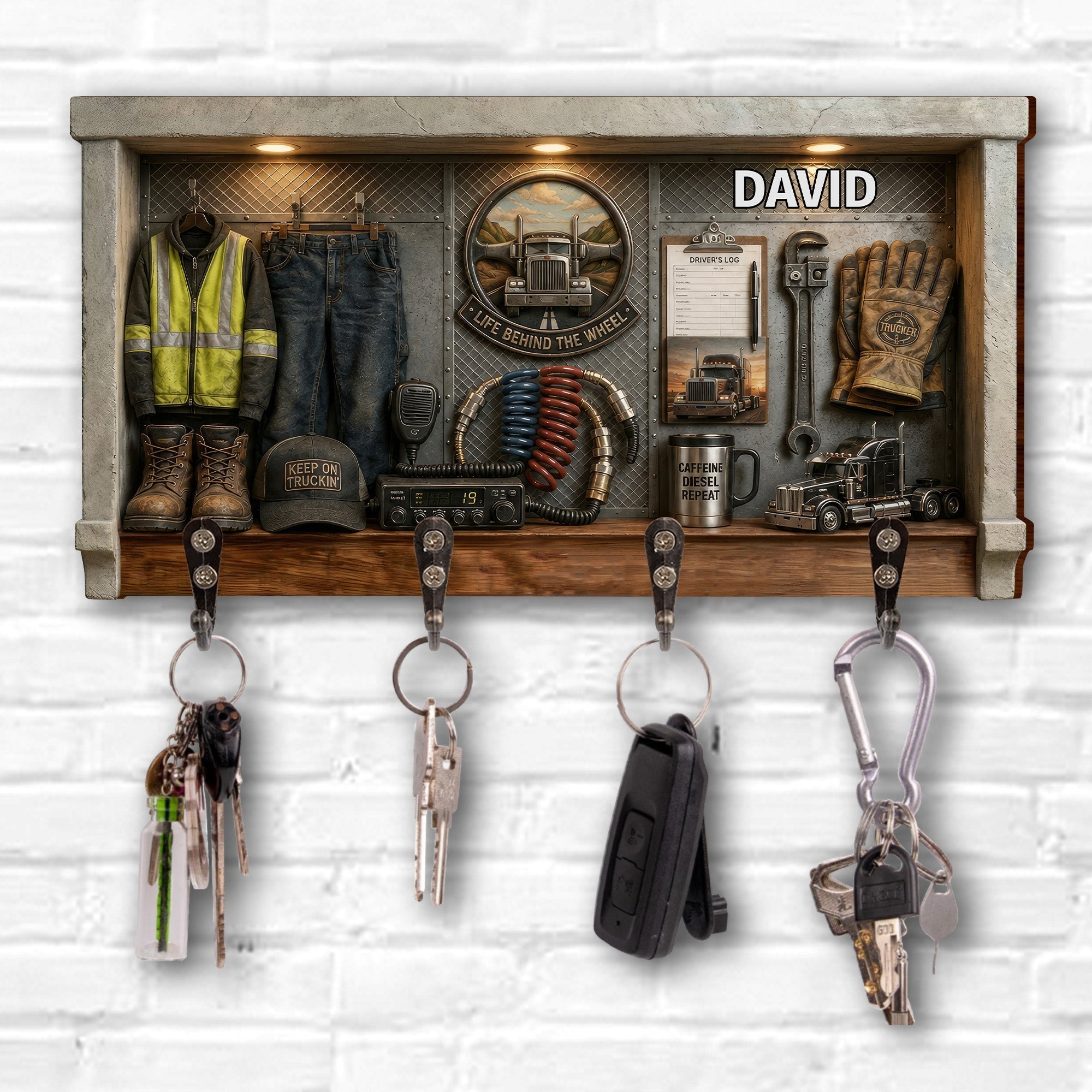 Personalized Key Holder Custom Name Gift for Truck Driver