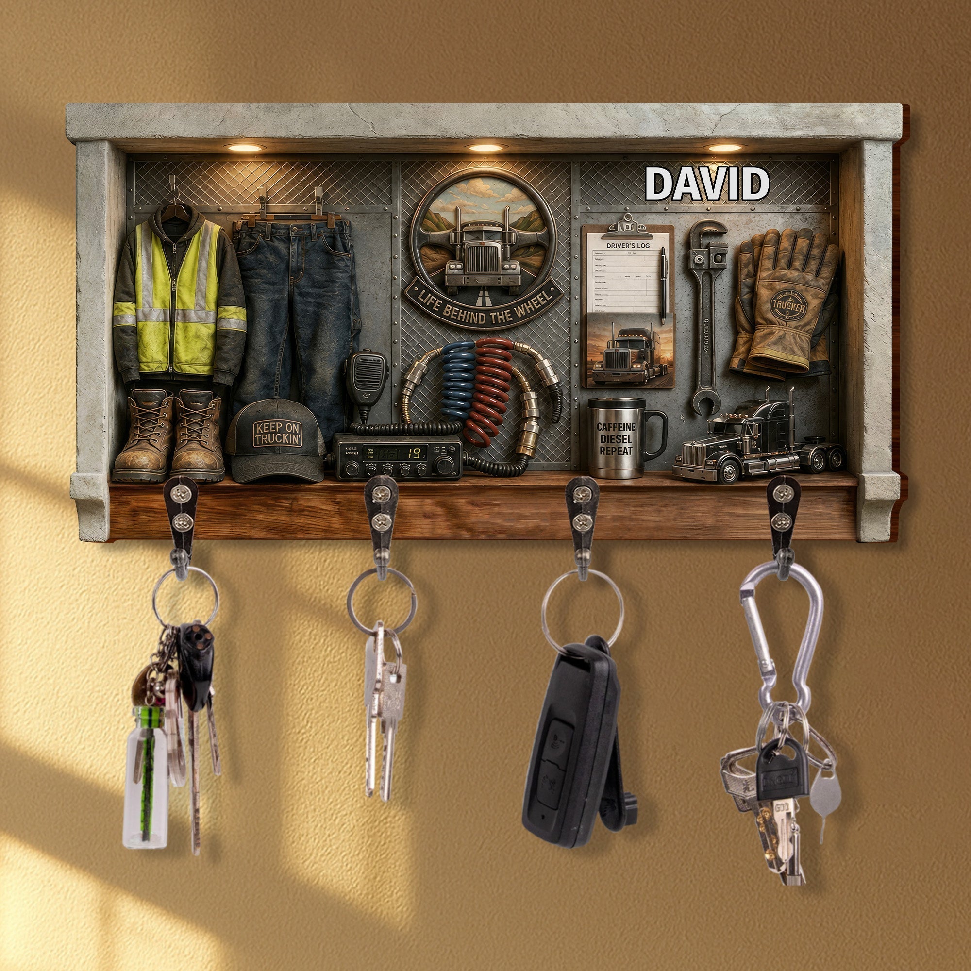 Personalized Key Holder Custom Name Gift for Truck Driver