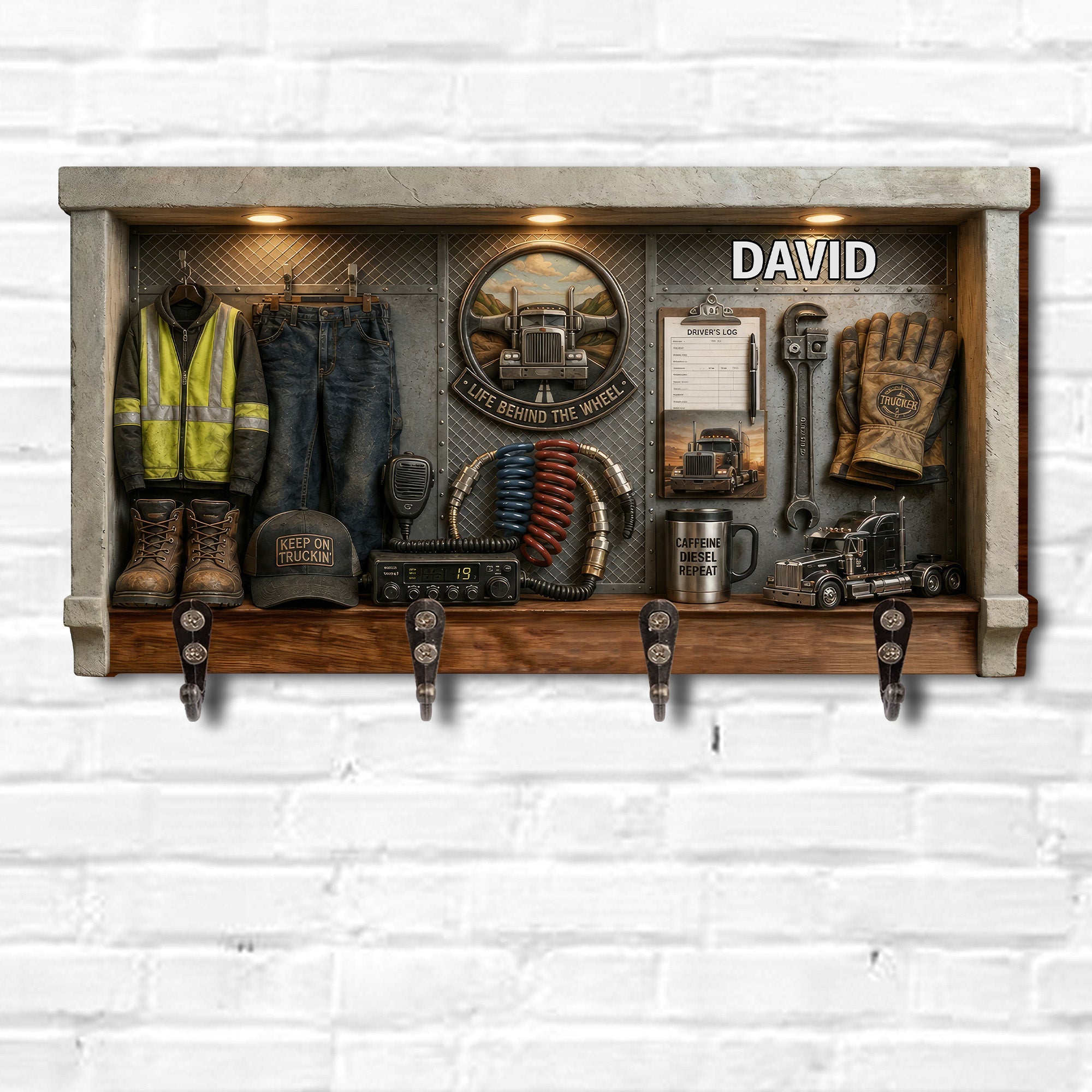 Personalized Key Holder Custom Name Gift for Truck Driver