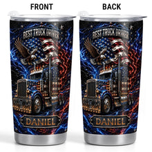 Load image into Gallery viewer, Personalized 20oz Stainless Steel Tumbler for Truck Driver Gift - American Flag &amp; Eagle Design
