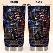 Load image into Gallery viewer, Personalized 20oz Stainless Steel Tumbler for Truck Driver Gift - American Flag &amp; Eagle Design
