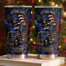 Load image into Gallery viewer, Personalized 20oz Stainless Steel Tumbler for Truck Driver Gift - American Flag &amp; Eagle Design
