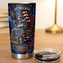 Load image into Gallery viewer, Personalized 20oz Stainless Steel Tumbler for Truck Driver Gift - American Flag &amp; Eagle Design
