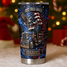 Load image into Gallery viewer, Personalized 20oz Stainless Steel Tumbler for Truck Driver Gift - American Flag &amp; Eagle Design
