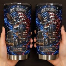 Load image into Gallery viewer, Personalized 20oz Stainless Steel Tumbler for Truck Driver Gift - American Flag &amp; Eagle Design
