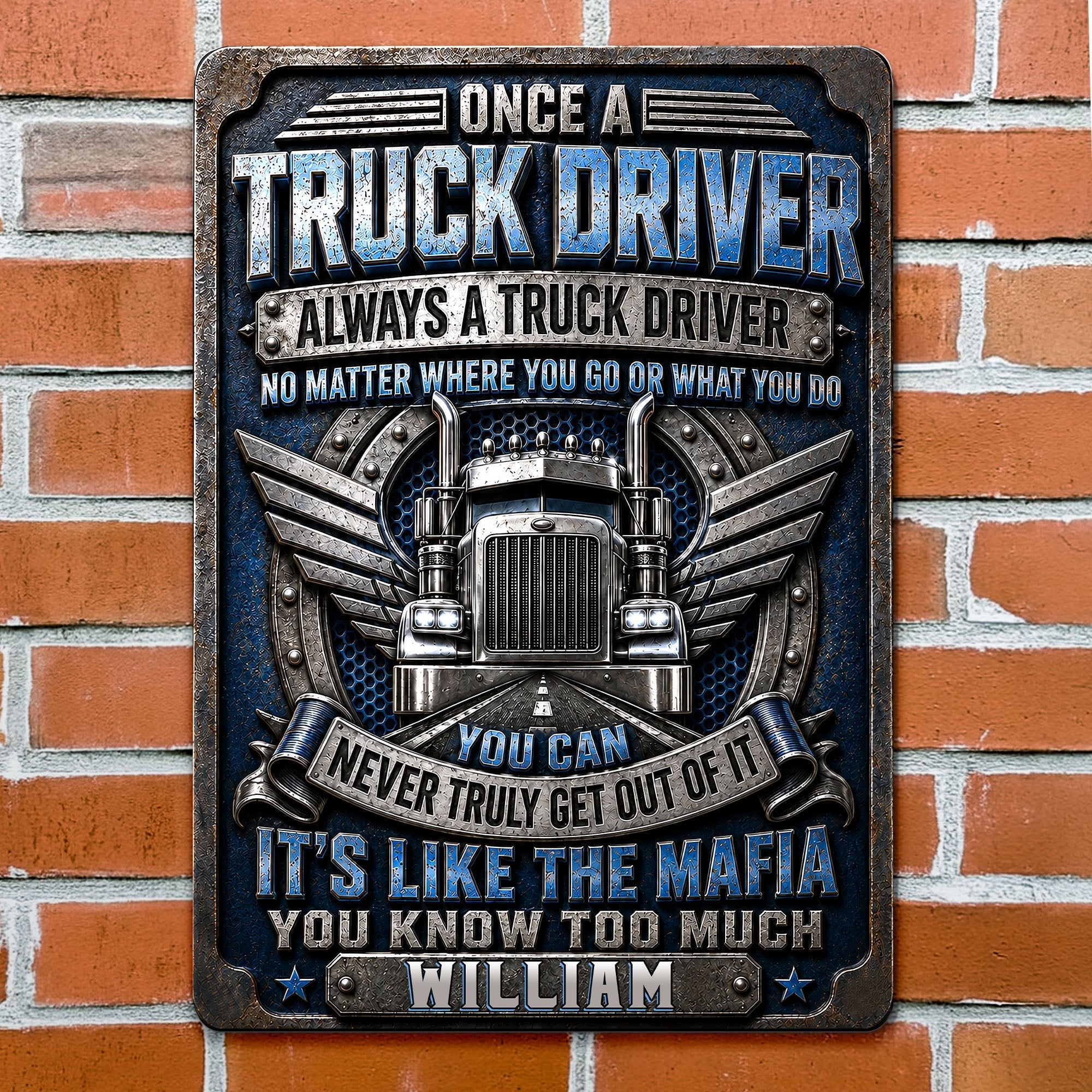 Personalized Metal Sign Custom Name Truck Driver Gift