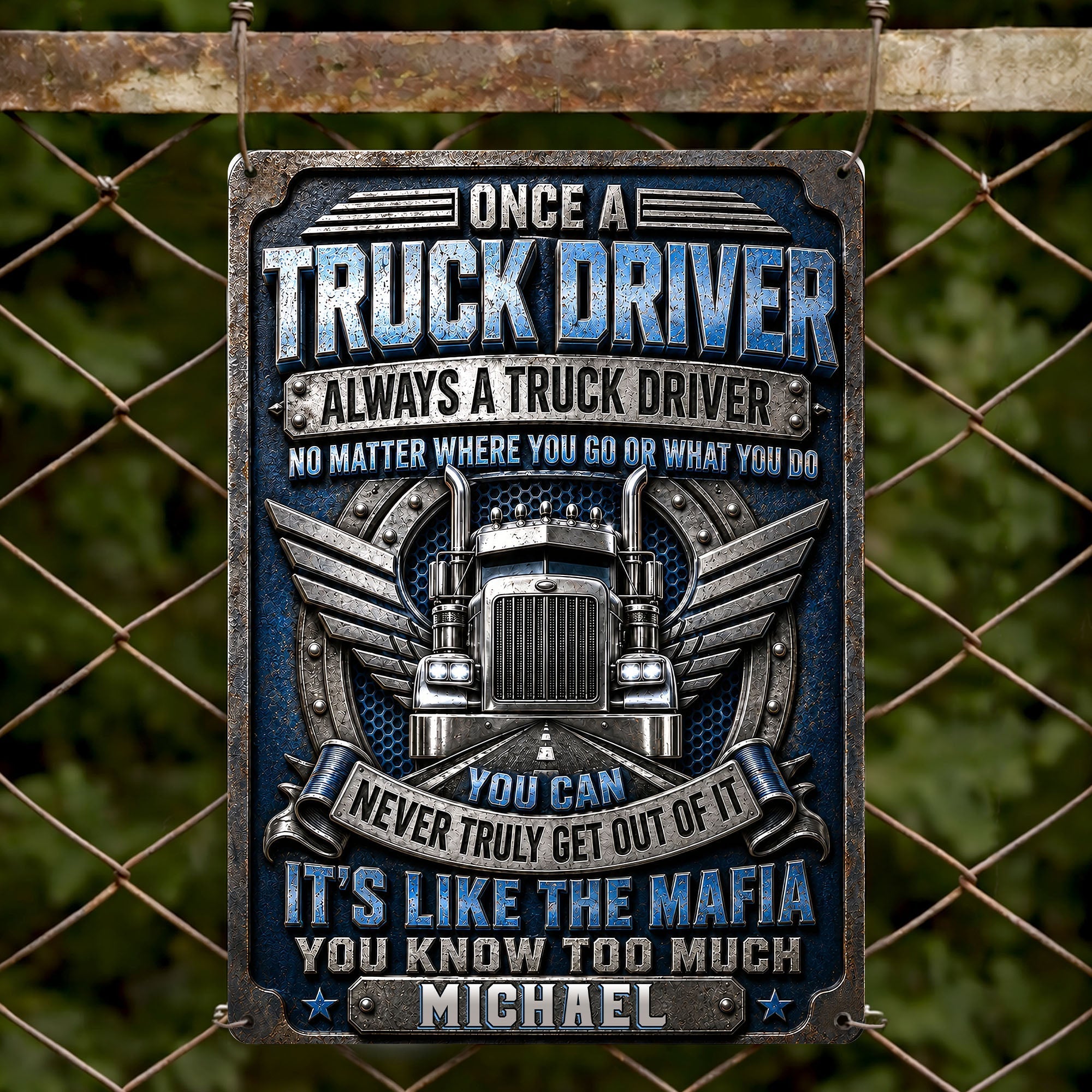 Personalized Metal Sign Custom Name Truck Driver Gift