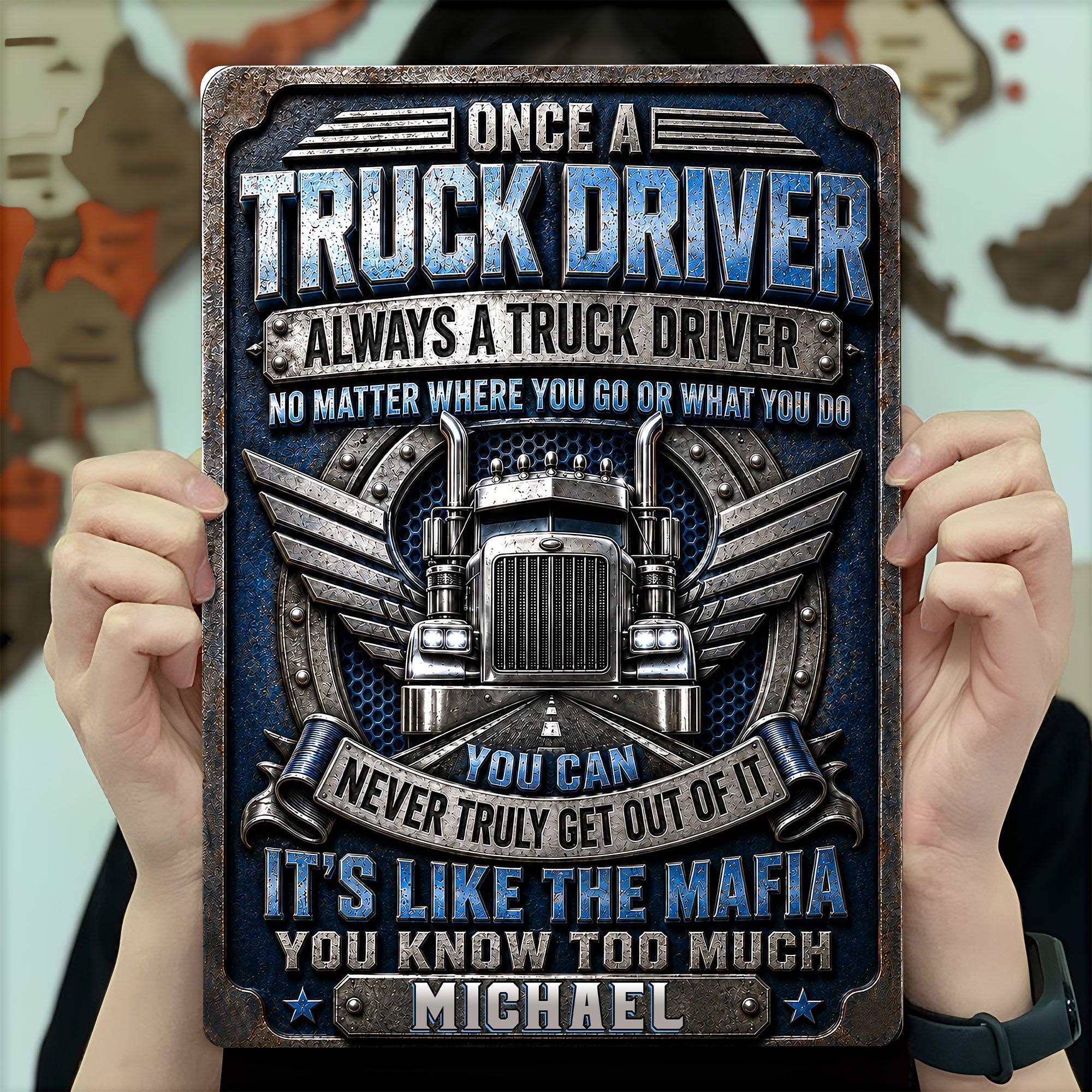 Personalized Metal Sign Custom Name Truck Driver Gift