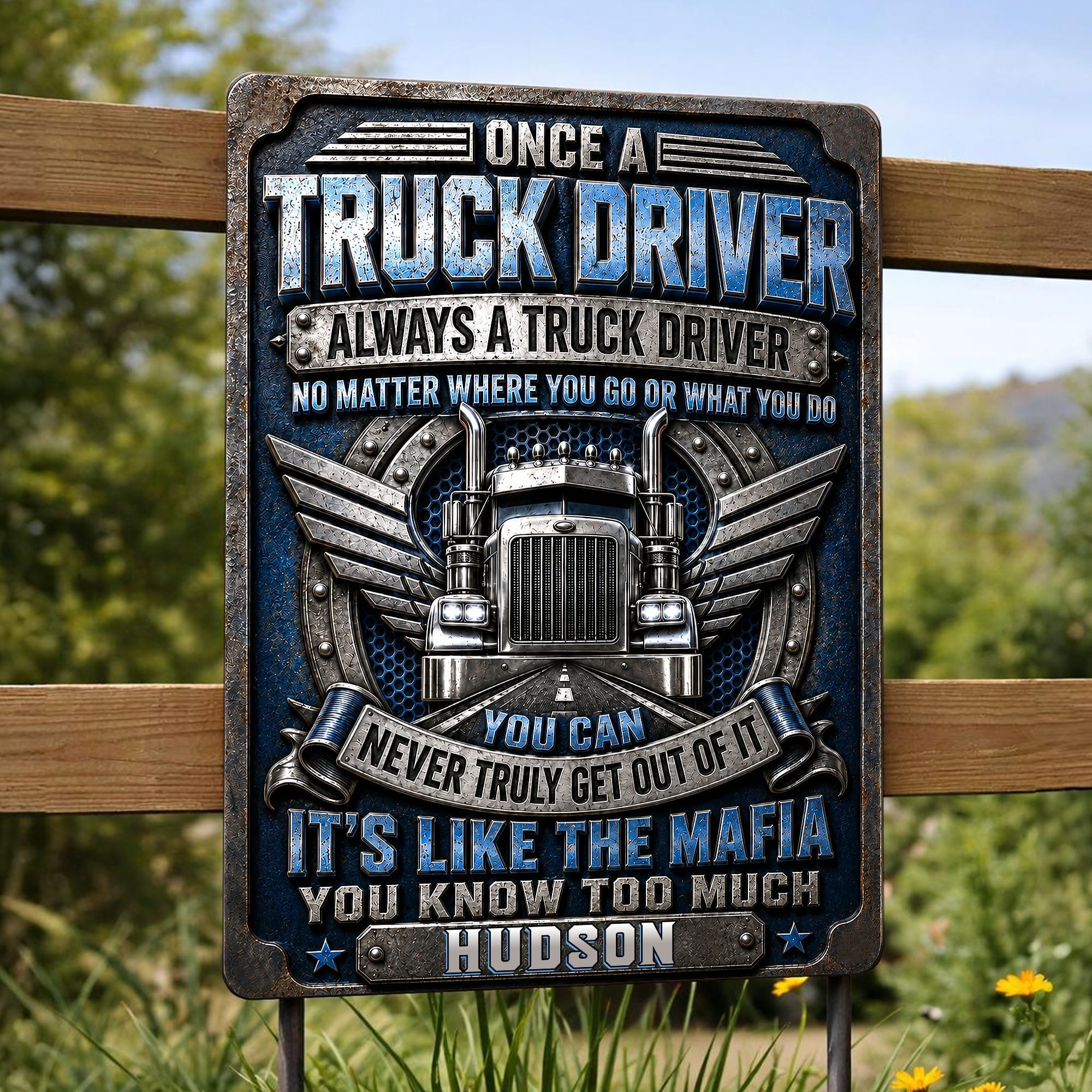 Personalized Metal Sign Custom Name Truck Driver Gift