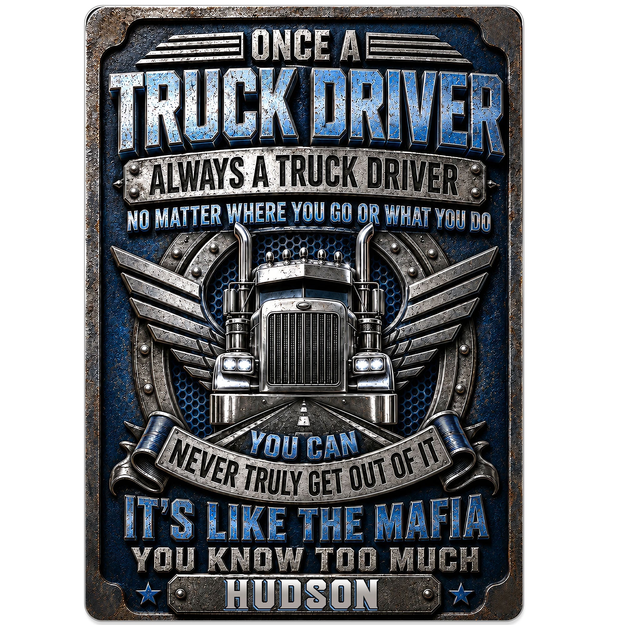 Personalized Metal Sign Custom Name Truck Driver Gift