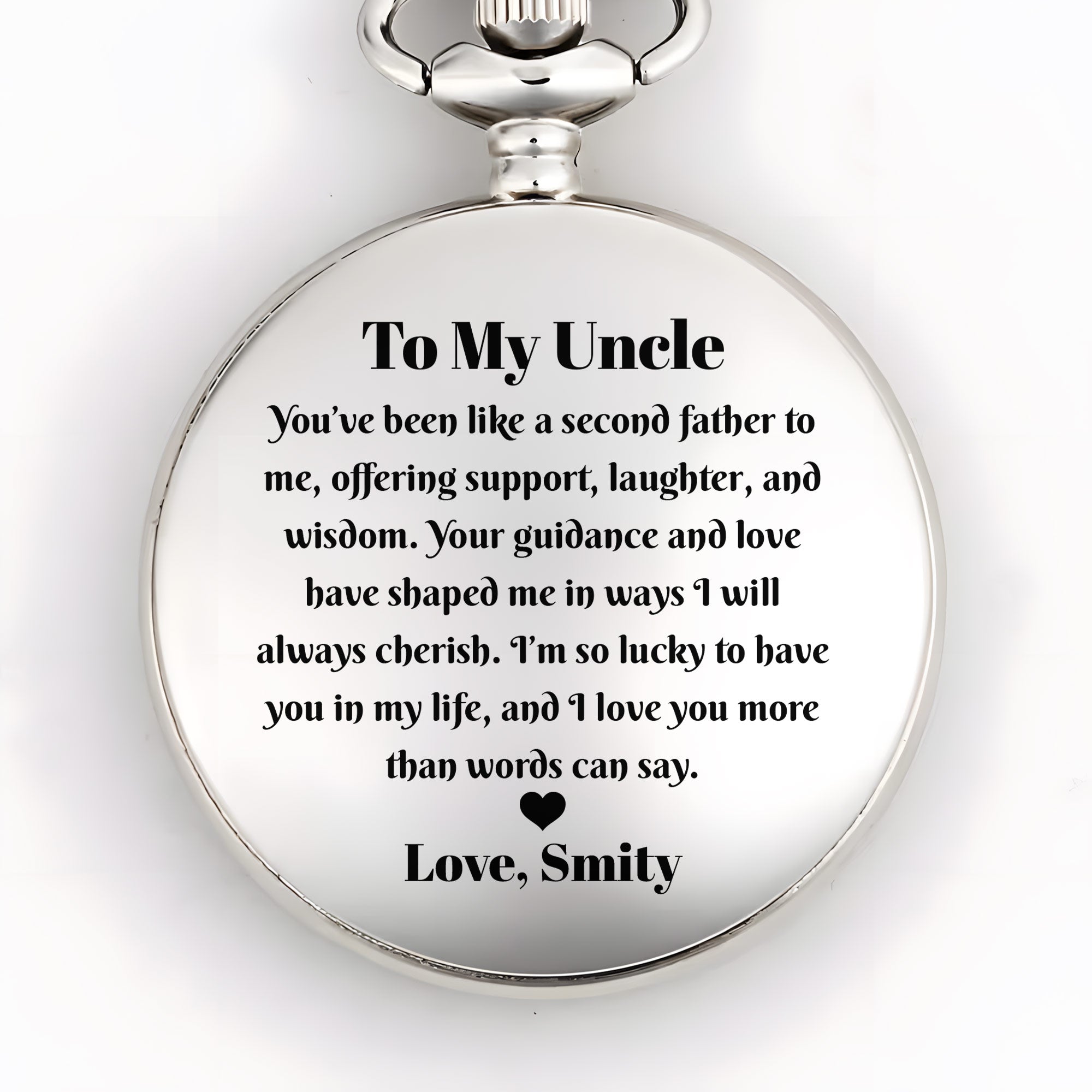 Personalized Silver Pocket Watch Custom Gift for Uncle