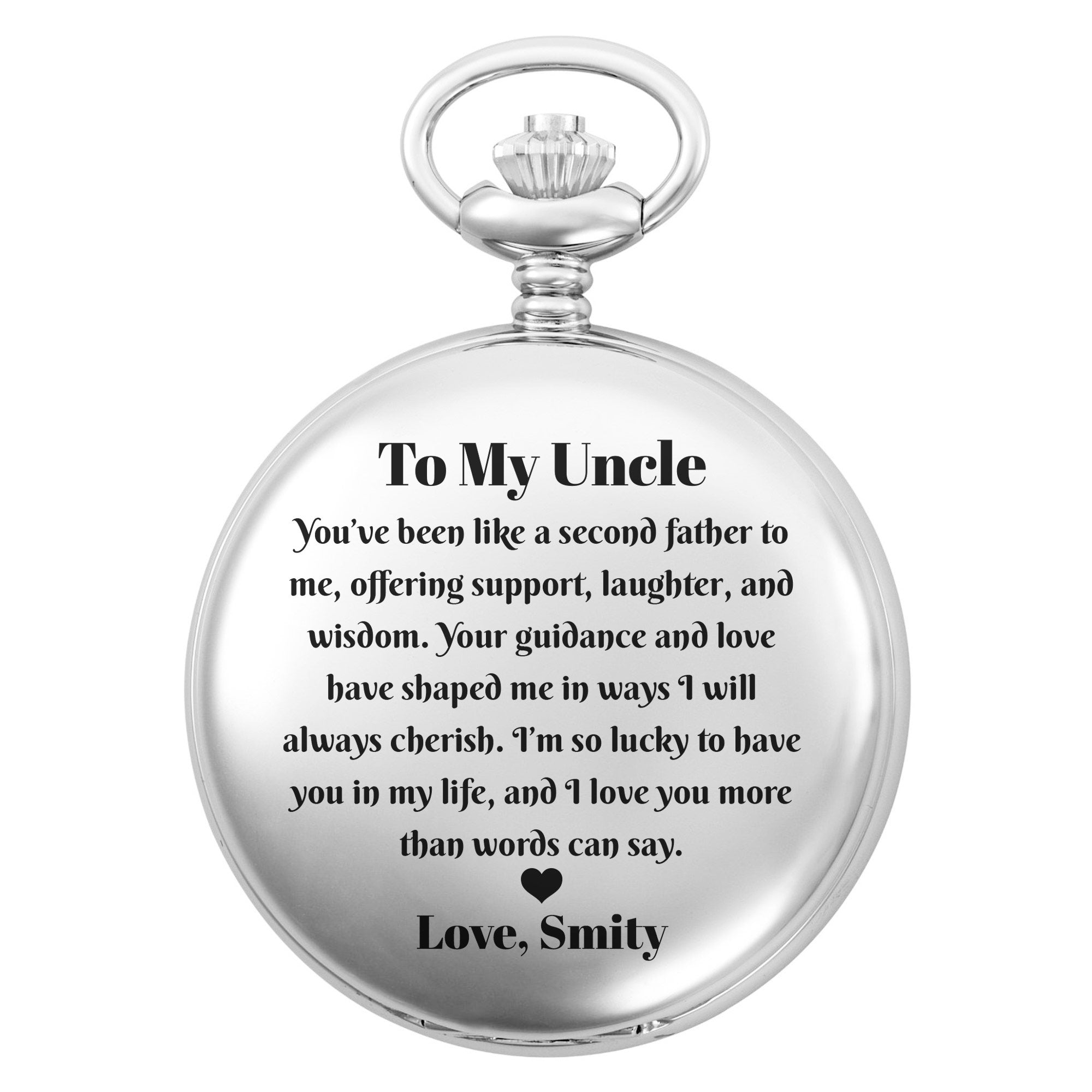 Personalized Silver Pocket Watch Custom Gift for Uncle