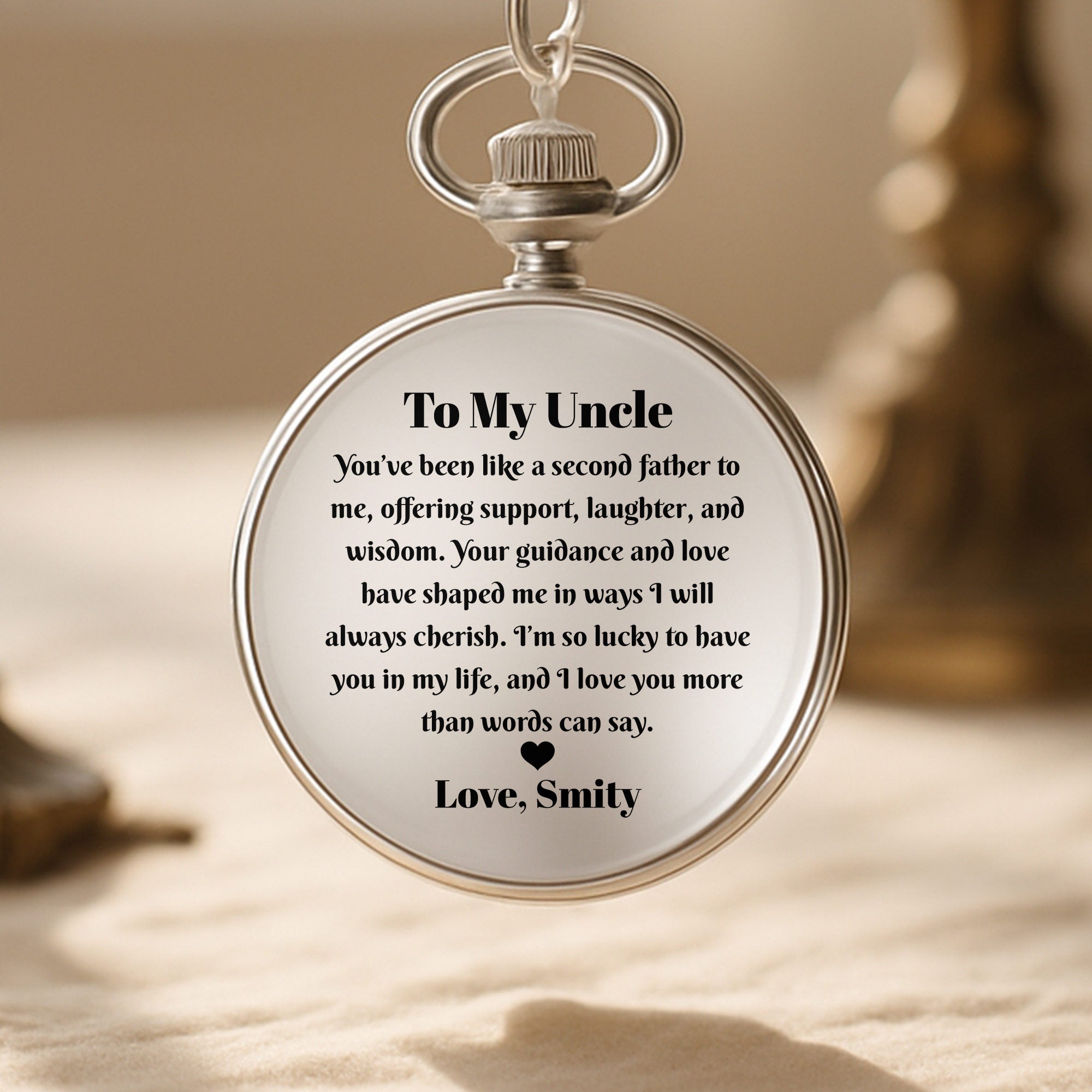 Personalized Silver Pocket Watch Custom Gift for Uncle