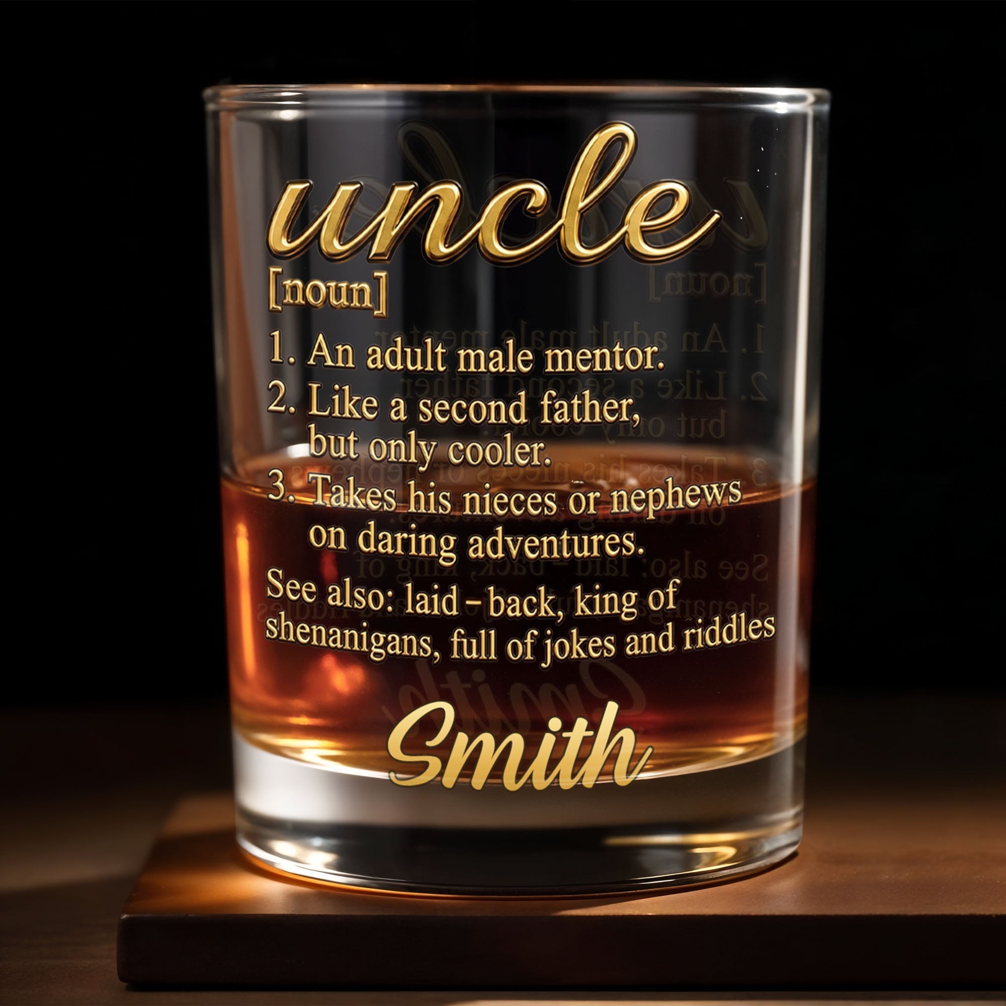 Personalized Custom Whiskey Glass Unique Gift for Uncle