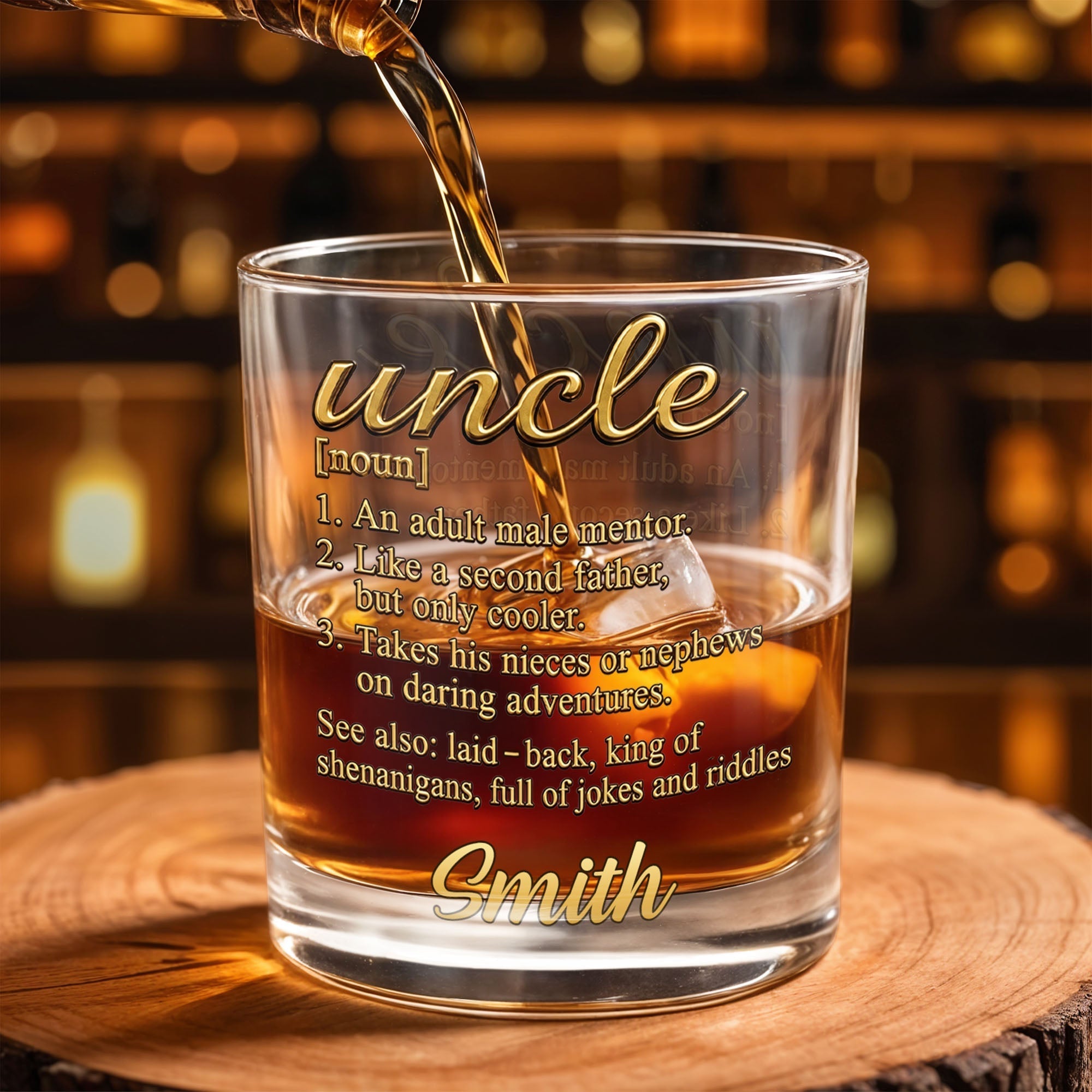 Personalized Custom Whiskey Glass Unique Gift for Uncle