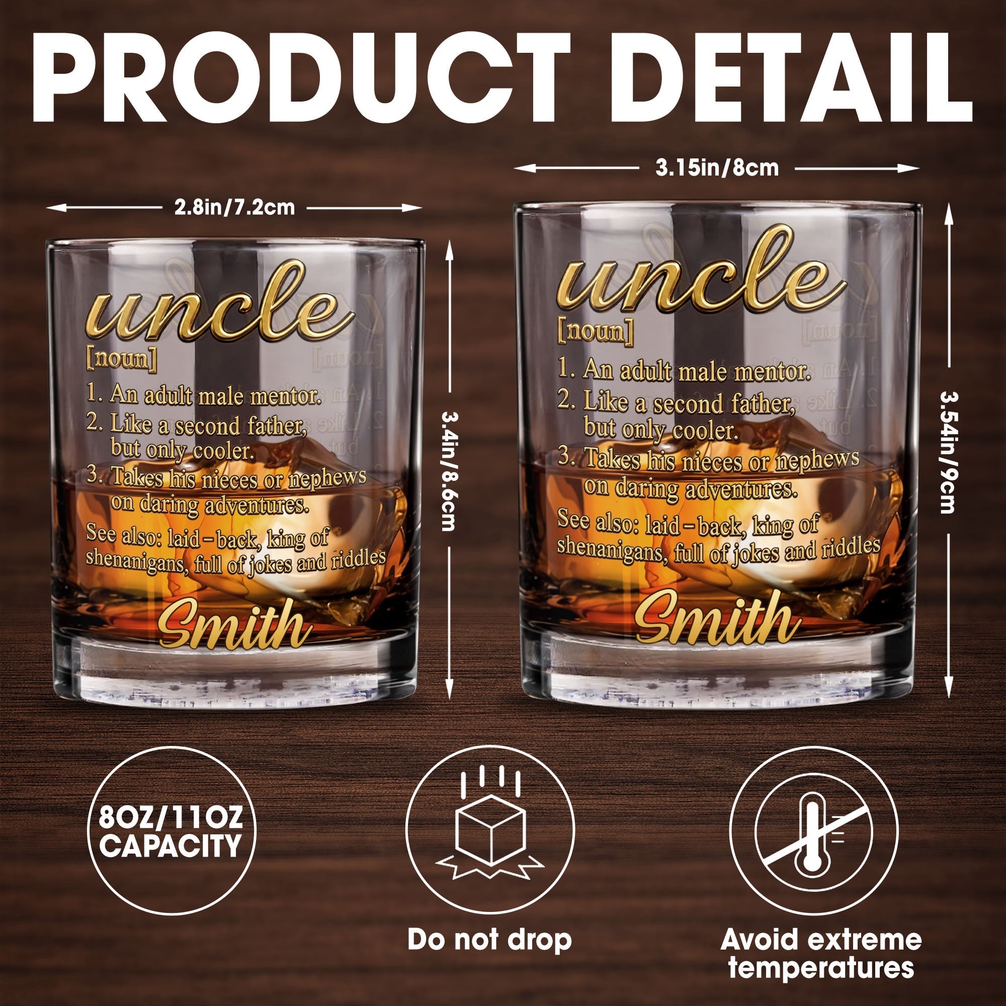 Personalized Custom Whiskey Glass Unique Gift for Uncle