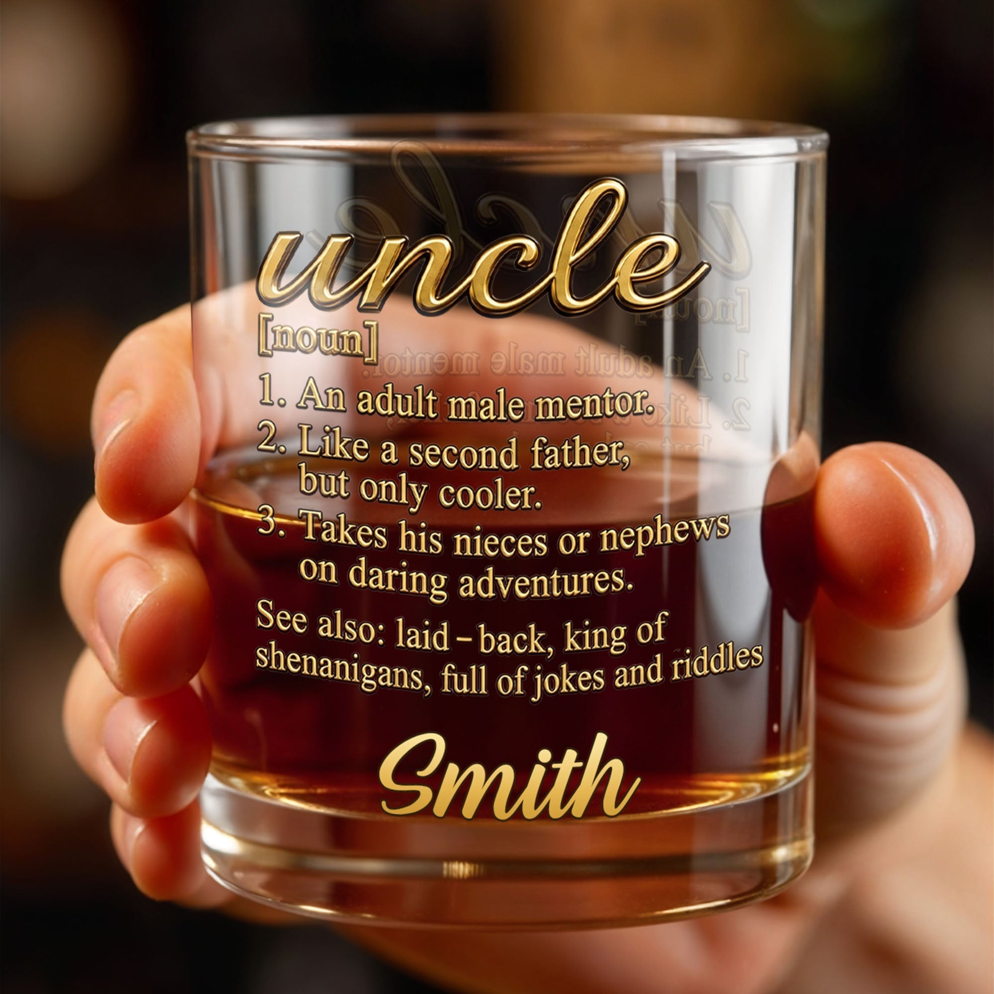 Personalized Custom Whiskey Glass Unique Gift for Uncle