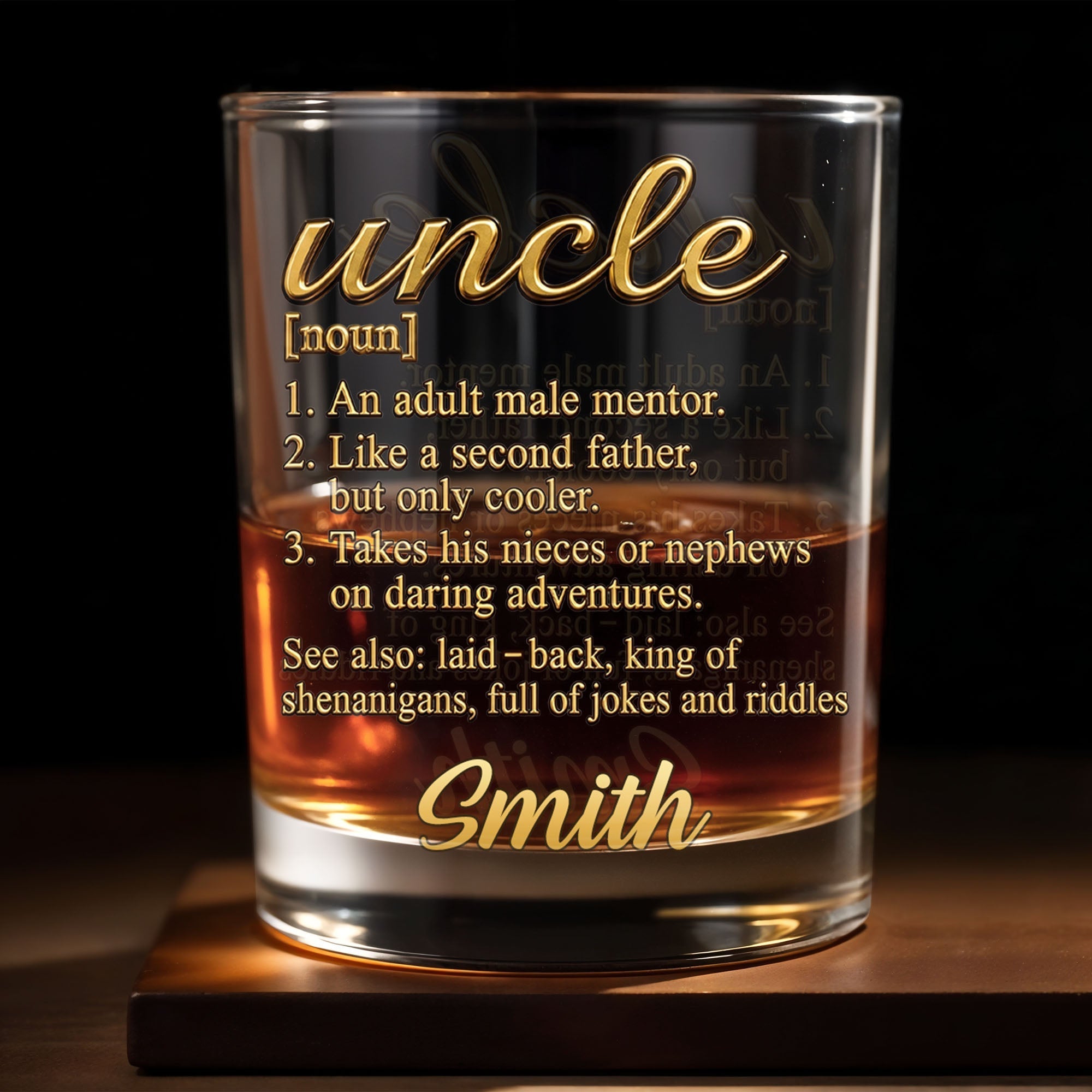 Personalized Custom Whiskey Glass Unique Gift for Uncle