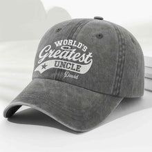 Load image into Gallery viewer, Personalized Washed Denim Cap World's Greatest Uncle Gift
