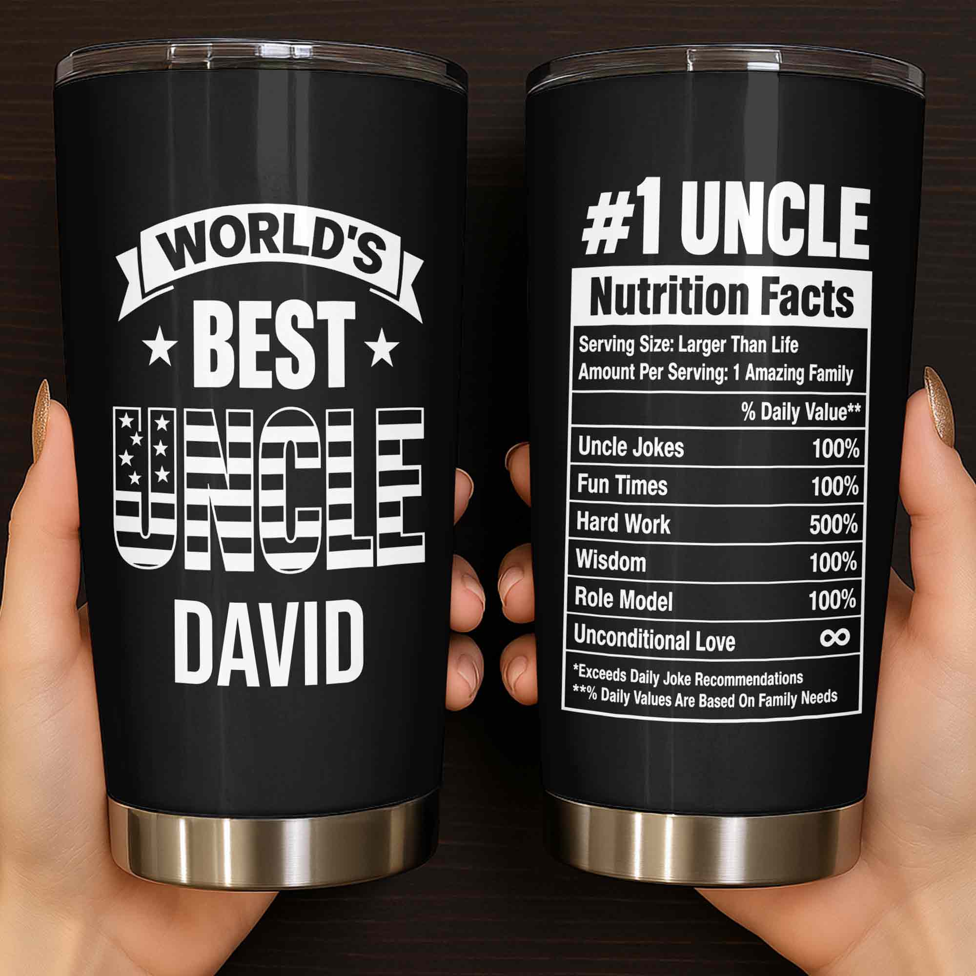 Personalized Stainless Steel Tumbler World's Best Uncle Gift