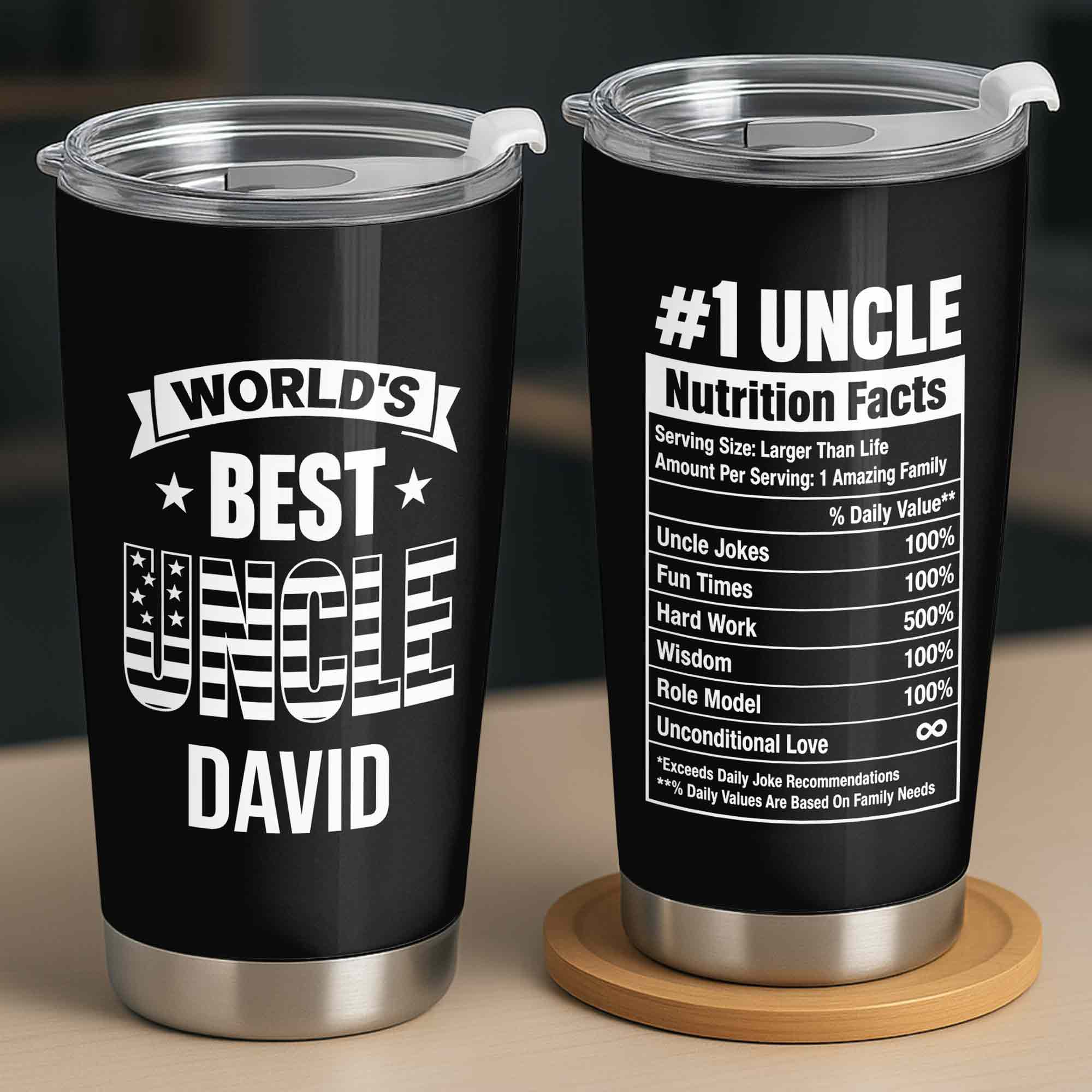 Personalized Stainless Steel Tumbler World's Best Uncle Gift