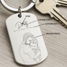 Load image into Gallery viewer, Personalized Photo Metal Keychain Custom Gift for Dad
