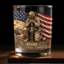 Load image into Gallery viewer, Personalized Custom Whiskey Glass with American Flag Gift for Dad
