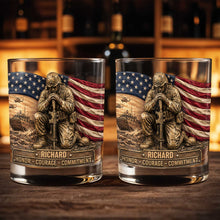 Load image into Gallery viewer, Personalized Custom Whiskey Glass with American Flag Gift for Dad
