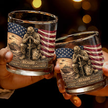 Load image into Gallery viewer, Personalized Custom Whiskey Glass with American Flag Gift for Dad
