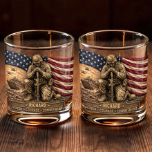 Load image into Gallery viewer, Personalized Custom Whiskey Glass with American Flag Gift for Dad
