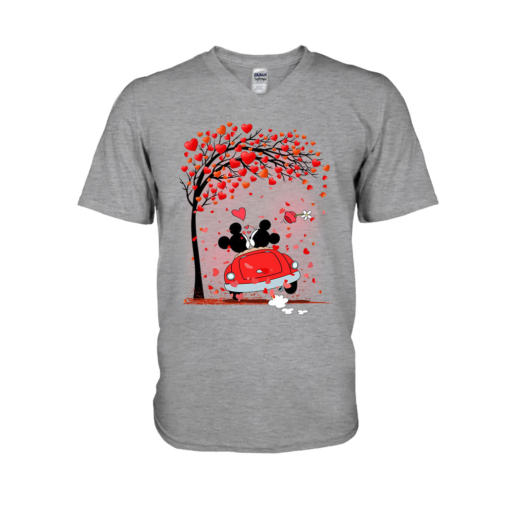 Personalized Couple T-Shirt & Hoodie with Heart Design for Valentine’s Day