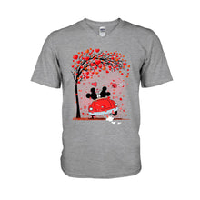 Load image into Gallery viewer, Personalized Couple T-Shirt &amp; Hoodie with Heart Design for Valentine’s Day
