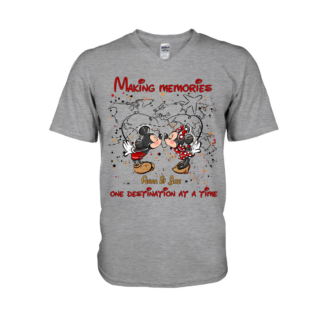 Personalized Mickey Mouse T-Shirt & Hoodie with Custom Names for Couples