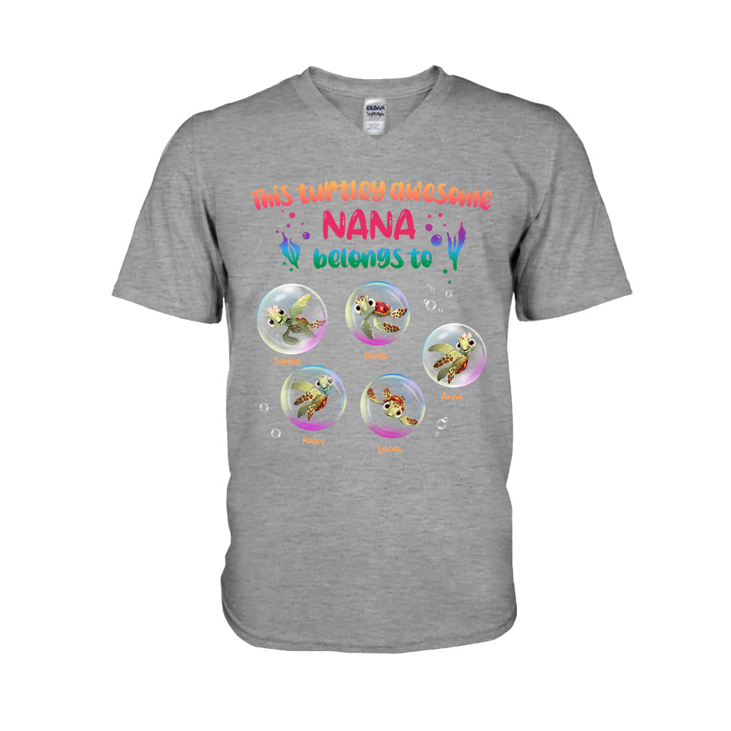 Personalized Turtley Awesome Nana T-shirt Custom Family Gift