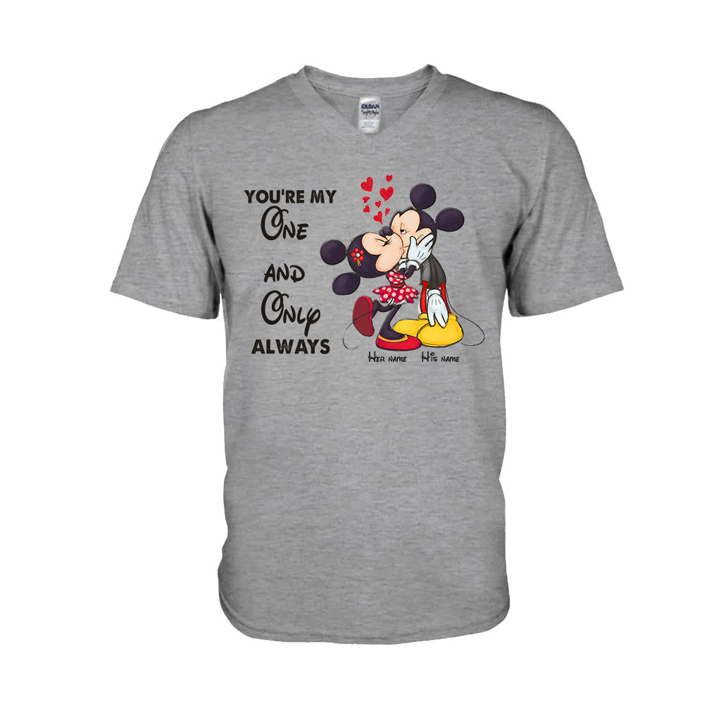 Personalized Couple T-shirt & Hoodie with Mickey Design | Custom Names Gift