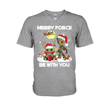 Load image into Gallery viewer, Personalized Merry Force Be With You Christmas T-shirt &amp; Hoodie Gift
