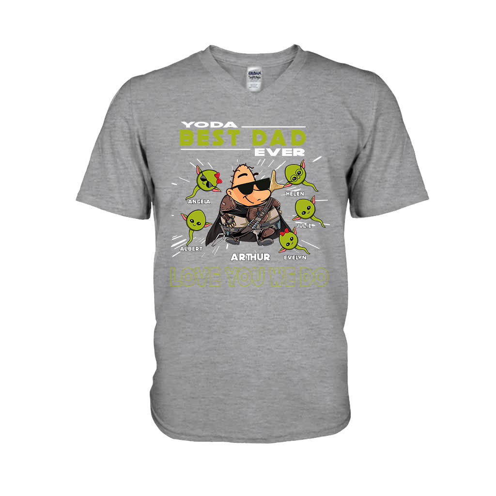 Personalized Yoda Best Dad Ever T-Shirt Hoodie Custom Names Gift