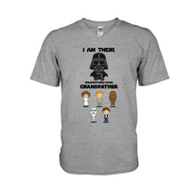 Load image into Gallery viewer, Personalized Father's Day T-shirt with Custom Names &amp; Darth Vader Design
