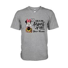 Load image into Gallery viewer, Personalized Mouse Airport Shirt Custom Name T-shirt Hoodie Gift for Travelers
