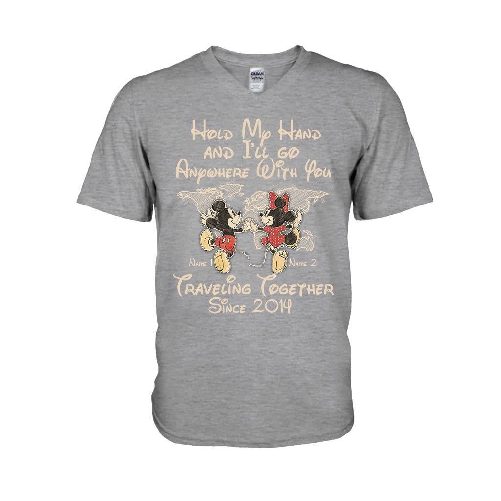 Personalized Couple T-shirt Custom Names Travel Together Gift