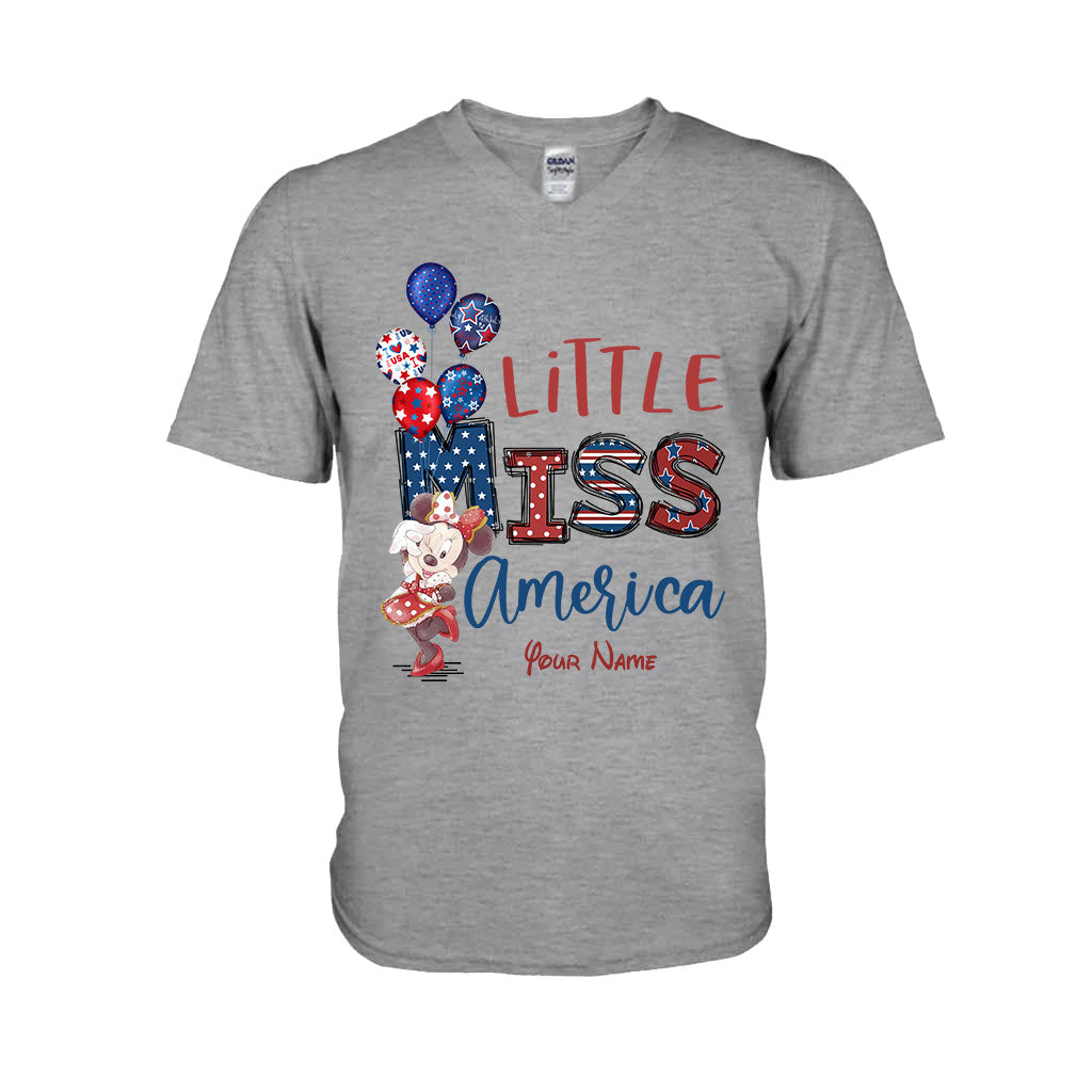 Personalized Independence Day Little Miss T-Shirt and Hoodie Custom Name Gift