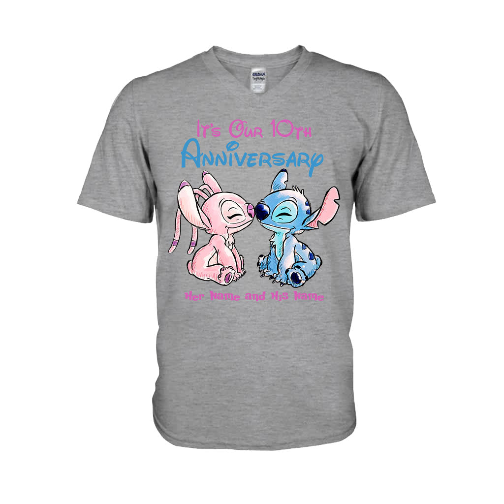 Personalized Anniversary T-Shirt & Hoodie Custom Names Gift for Couples