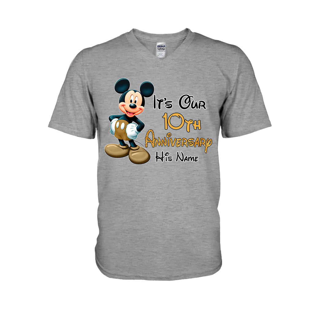 Personalized Mickey and Minnie Anniversary T-shirt & Hoodie Set for Couples