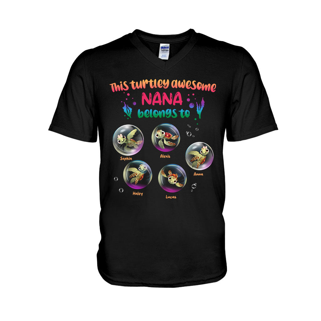 Personalized Turtley Awesome Nana T-shirt Custom Family Gift